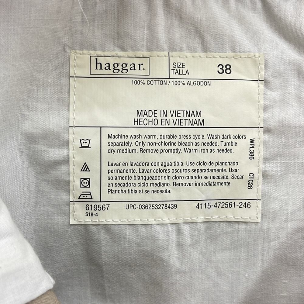 Haggar NWT Khaki Expandable Waistband Cotton Twill Shorts Size 38 - Picture 6 of 6
